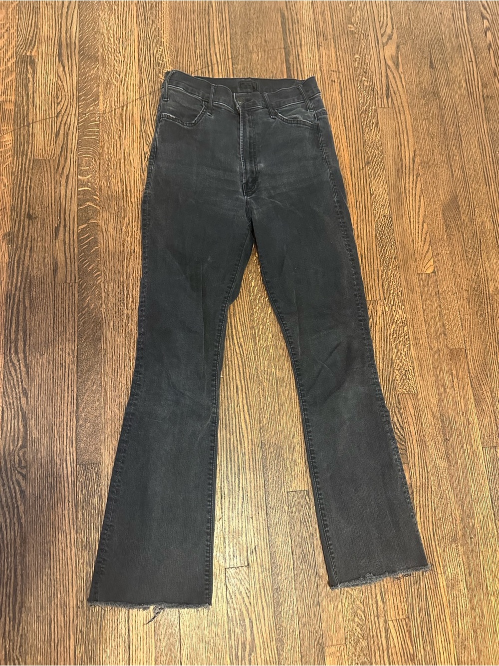 Mother Bootcut Raw Hem Distressed Vintage Black Jeans